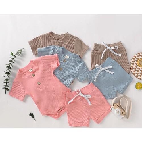 Baby Clothing Boys Girl Clothes Set Romper+ Shorts 2PCS Outfits Summer Dropshipping Clothes