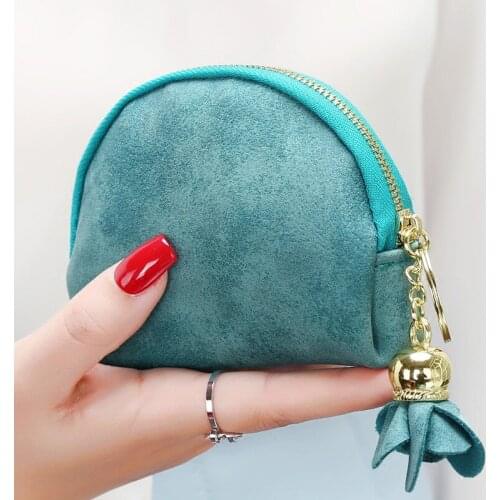 PU Leather Coin Purse Women Small Zipper Female Change Wallet Cute Flower Pendant Girl Purse Mini Zipper Coin Pocket