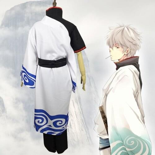 Anime GINTAMA Sakata Gintoki Cosplay Costume Cloak Outfit Halloween Party Cosplay Clothing Collection for Men Boy