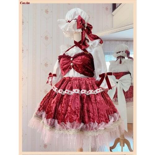 Game Touhou Project Flandre Scarlet Cosplay Costume High Quality Red Uniform Skirt Full Set Activity Party Role Play Clothing