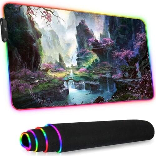 Mouse Pad Rgb Anime Rug Cute Genshin Impact Laptops Pc Gamer Keyboard Valorant Gaming Accessories Wrist Rest Stitch Rubber Desks