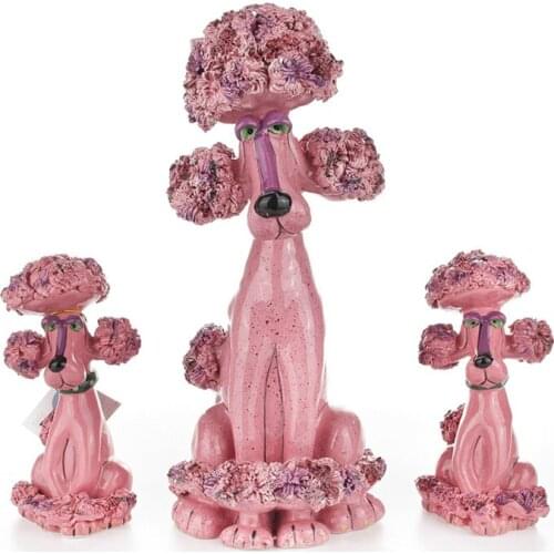 CREATIVE CERAMIC POODLE ART SCULPTURE DOG STATUE CRAFTS HOME DECORATION ORNAMENT PORCELAIN ANIMAL FIGURINE GARDEN DECOR R4202
