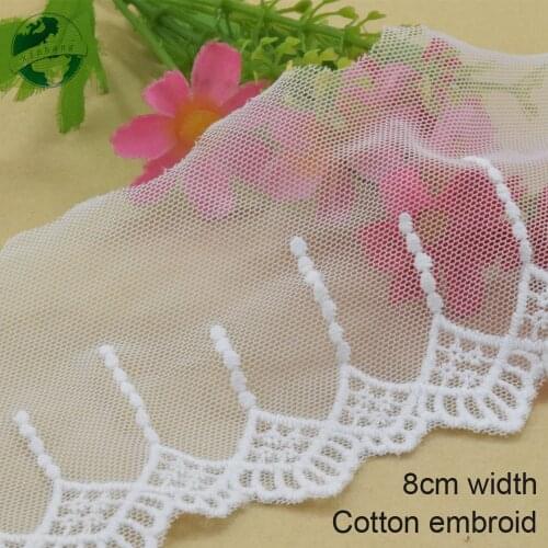 3yard 8cm wide Cotton embroid lace edge sewing ribbon guipure trim wedding lace DIY Garment Accessories french african lace#3941