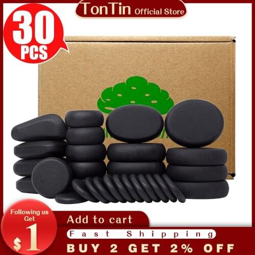 Tontin 30pcs/set Hot Stone Massage Set spa massaging stones massager care jade basalt stone beauty salon health care lava rosh