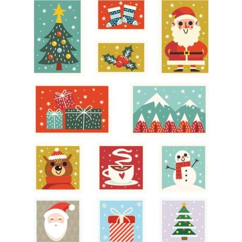 Lovely Square Design Adhesive Stickers On Sheet For Celebration Christmas Disposable Product For Your Family And Friend Presents