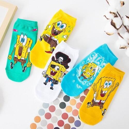 Cute cartoon sponge starfish octopus socks female students shallow top socks