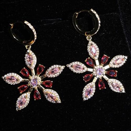 QTT Fashion Earrings for Women 2021 Trendy Gold Color Big Flower Hoop Earrings Female Fashion Wedding Engagement Jewelry