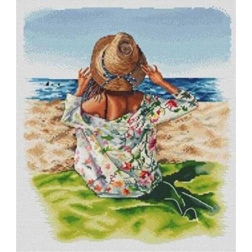 On the beach patterns Counted Cross Stitch 11CT 14CT 18CT DIY Cross Stitch Kits Embroidery Needlework Sets