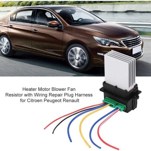 Heater Motor Blower Fan Resistor with Wiring Repair Plug Harness Compatible with Citroen Renault