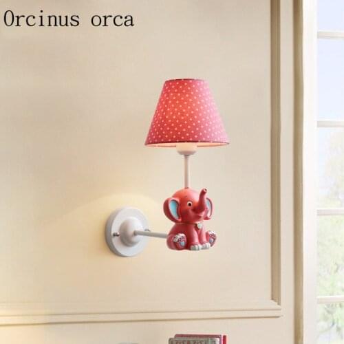 Nordic small fresh cartoon elephant wall lamp Boy Girl Bedroom child room American country animal wall lamp free shipping