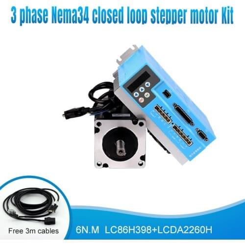 Nema34 220V 150V~230VAC 6N.M 86mm 1000rpm Servo step closed loop motor and stepping driver kit for CNC