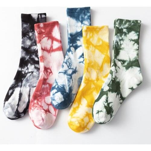 BPP 2 Pairs Unisex Limited Fashion Socks Couple Personality Mid-Length Stockings Handmade Tie-Dye Long Warm Thicken Socks Women
