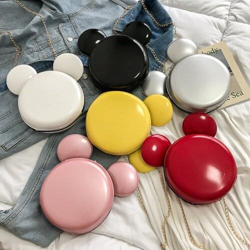 Disneys new Mickey ears personality ladies shoulder messenger coin-operated small round bag mobile phone lipstick bag