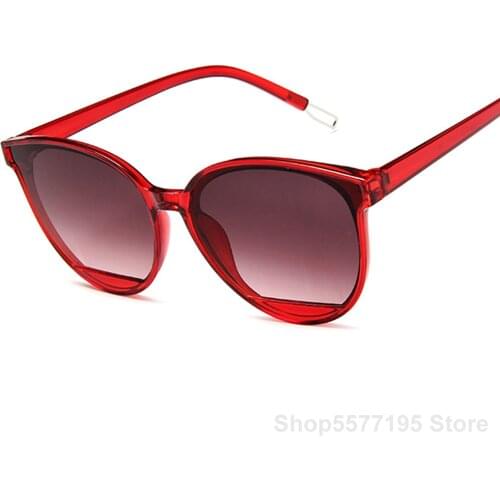 New Classic Oval Red Women Sunglasses Female Vintage Luxury Plastic Brand Designer Cat Eye Sun Glasses UV400 Fashion