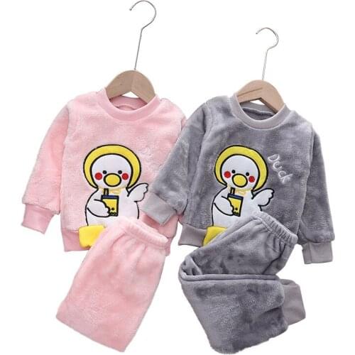 Baby Boys Autumn Clothes Casual Pajamas Set Flannel Fleece Toddler Children Warm Sleepwear Winter Kids Home Suit