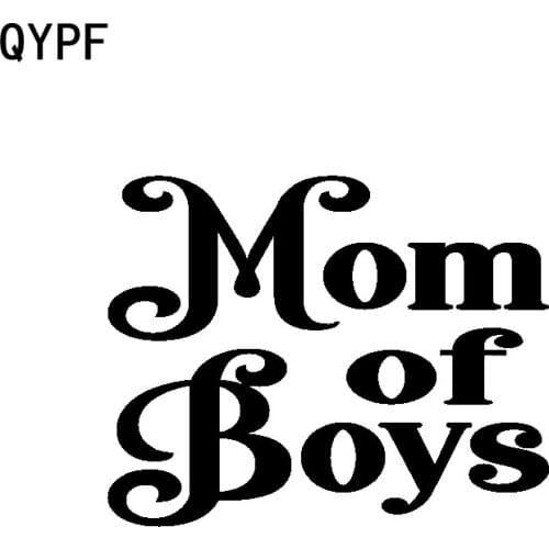 QYPF 14CM*11.2CM Mom Of Boys Black/Silver Vinyl Car Sticker Decal Motorcycle Car-styling C15-3258