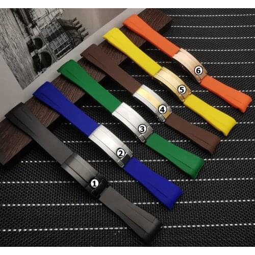 20mm Rubber Silicone Watchband Combination Buckle Watch Strap Fit For Role strap RX Daytona Submariner GMT explorer Bracelet