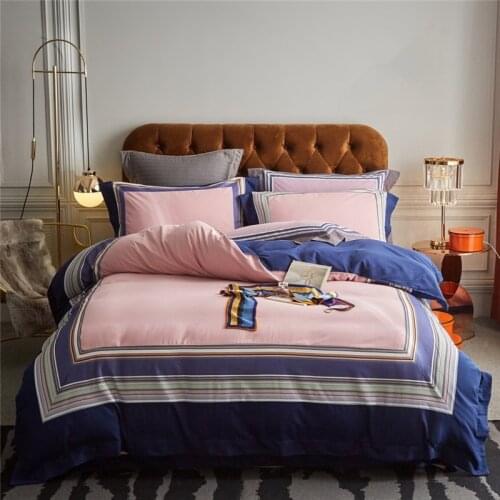 2020 Luxury Egypt Cotton Sanding Fashion Printed Bedding Set Warm Soft Duvet Cover Bed Sheet Pillowcases Queen King Size 4Pcs