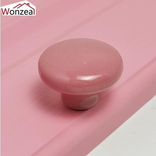 2PCS Pink 38mm Ceramic Drawer Knobs Cabinet Pulls Kitchen Handle Furniture Handle For Kids Room Hardware