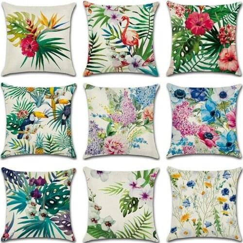Tropical Plants Floral Pillow Cover Cushion Cover Decorative Pillowcases Cotton Linen Throw Pillow Case Flowers Pillow Cover