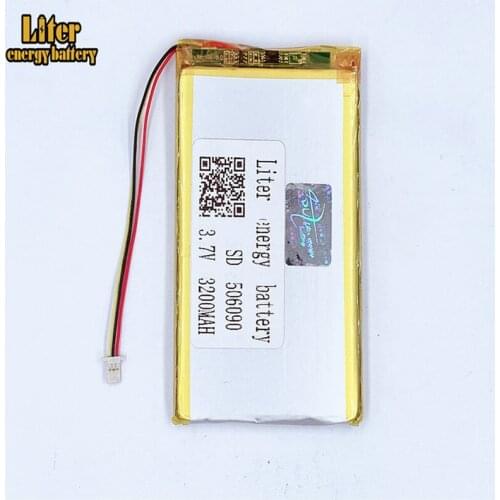 1.0MM 3pin connector 506090 3200ma 3.7V High quality lipo Battery lithium polymer rechargeable tablet pc 7 inch MP4 MP5 Battery