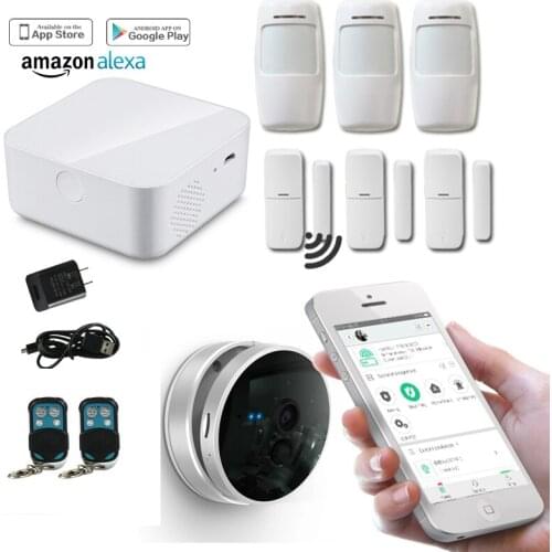 Wifi alarm panel gsm home security alarm system keypad sensor door pir ip camera Usmart Home app, wifi motion alarm