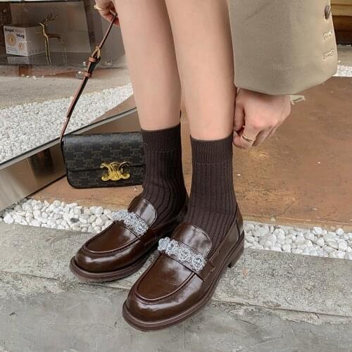 2021 Round Toe Women Shoes Genuine Leather Slip-On Women Boots Ankle Boots for Women Zapatos De Mujer Sock Boots Stretch Flats