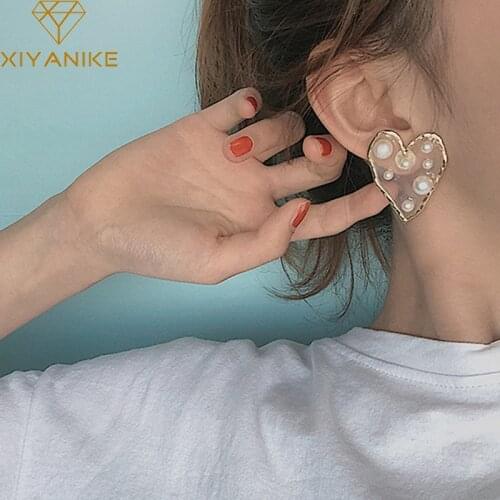 XIYANIKE Personality Transparent Acrylic Heart Pentagram Big Earrings For Women 2020 New Jewelry Clear Statement Earring Brincos