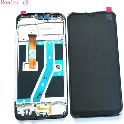 6.1"For Realme C2 LCD Screen Display+Touch Screen Digitizer frame Replacement real me C2 Parts