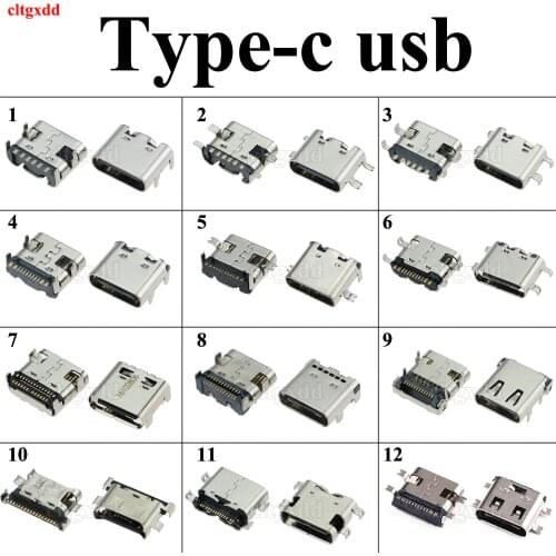12Mode Type C 6 12 24 Pin SMT Socket Connector USB 3.1 Female SMD DIP For Huawei Samsung Lenovo PCB Design DIY High Current