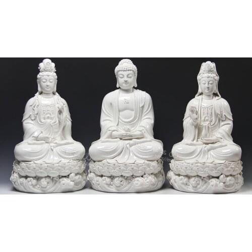 18 inch sitting on the lotus seat wave Sam West Sam west of Dehua ceramic Buddha statues like white porcelain ornaments