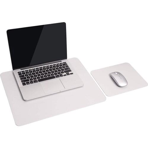 2 Pack of Mouse Pad, YSAGi Leather Desk mat Laptop Desk pad Computer Desk Mousepad Office Accessory Gift Set (Silver)