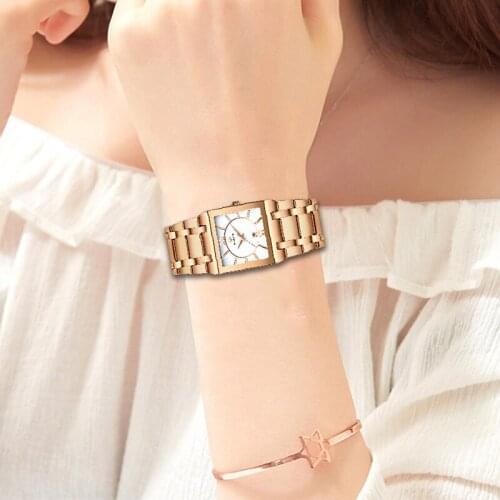 2021 WWOOR New Design Ladies Square Watch Top Brand Luxury Bracelet Women Rose Gold Wristwatches Fashion Dress Clock Reloj Mujer