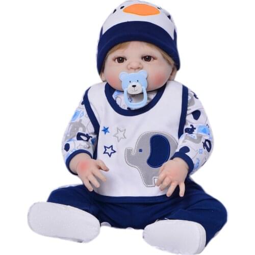 23 Inch Boneca bebes reborn boy Full Silicone Vinyl Reborn baby 57 cm Realistic Newborn Dolls Childrens Day Gifts