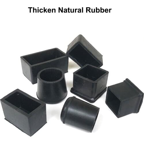 4pcs Thicken Natural Rubber Chair Table Feet Cap Stick Pipe Tubing End Cover Cap Wear-resistant Anti-slip Square Rectangle Round