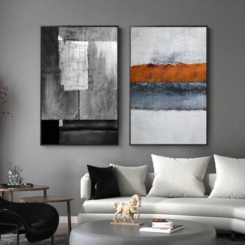 Abstract Impressionist Canvas Painting Poster Print Modern White and Black Wall Art Pictures for Living Room Home Decoration