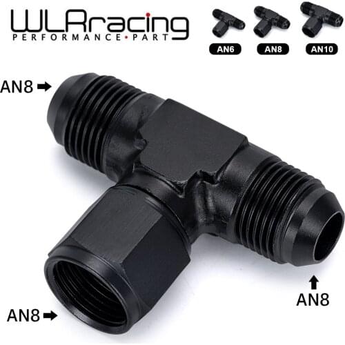 Aluminum Flare Tee Fitting AN6 AN8 AN10 Female To Male Tee On Side Thread Fitting Adapter Black 1 Pack