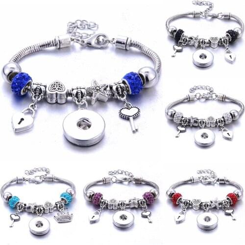 Boom Life Star Snap Jewelry Adjustable Snap Button Bracelet 18mm Metal Snap Button Charms Beaded Bracelet For Women