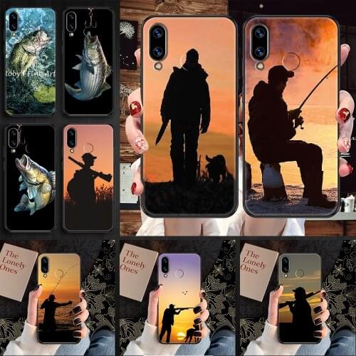 Hunting animal and fishing man Phone case For Huawei Honor 6 7 8 9 10 10i 20 A C X Lite Pro Play black luxury funda 3D coque