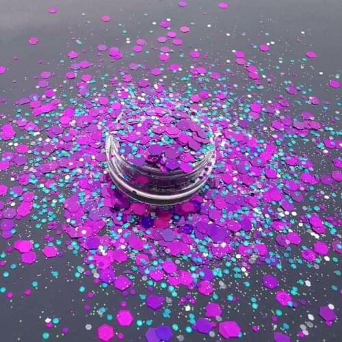 Nail Flake Cosmetic Body Face Hair Sequin Decos Holographic Chunky Glitter for Art Festival Crafts