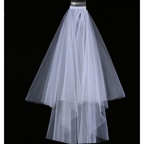 Cheap Bridal Veil Wedding Veil White 2 Layer Tulle Cut Edge Wedding Accessories With Comb 2021 Bridal Veils veu de noiva longo