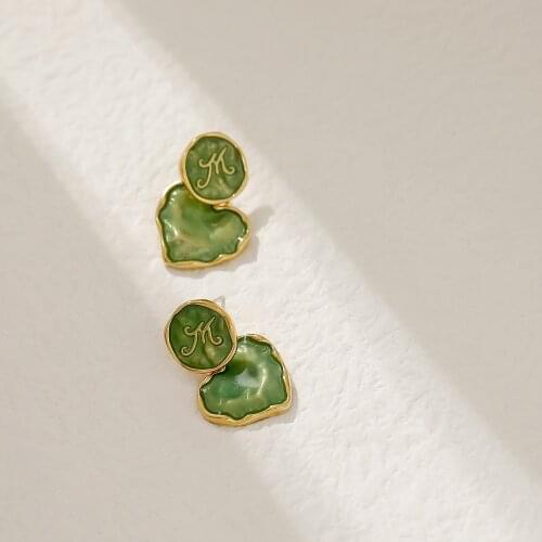 French Retro High-End Love Earrings Morandi Color Dripping Earrings Fashion Temperament Net Red Earrings