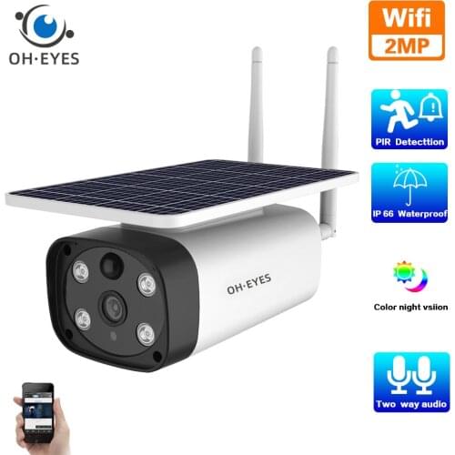 HD 2MP Solar CCTV IP Security Camera Wifi Outdoor Color Night Vision Waterproof Wireless Bullet Video Surveillance Camera 1080P