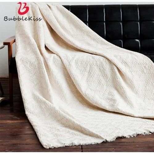 Bubble Kiss Japanese Style Cotton Throw Blanket Nordic Beige Home Dust-Proof Sofa Towel Blankets Living Room Soft Cover Blanket