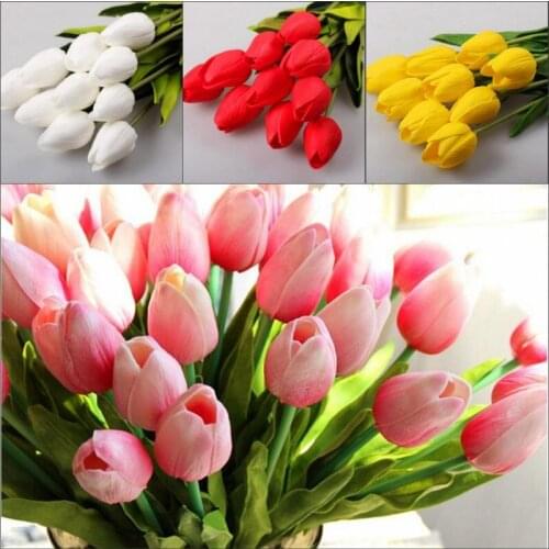 50 Pcs/lot Tulip Artificial Flowers Wholesale Real Touch PU Artificial Bouquet Flowers For Home Gift Wedding Decorative Flower