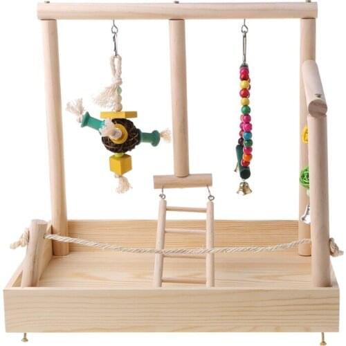 Parrot Swing Climbing Ladder Desktop Stand Wooden Playground Training Perch Toy