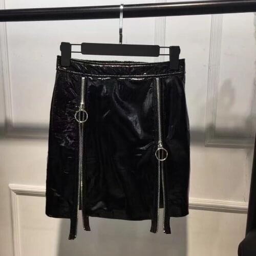 Quality leather women genuine lady real lambskin skirt