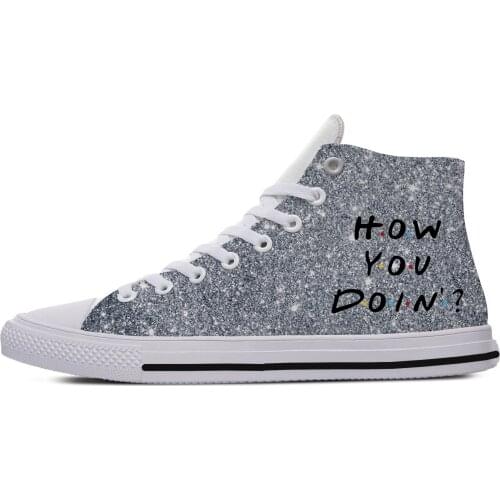 Friends How You Doin Novelty Design Harajuku Lightweight High Top Canvas Shoes Men Women Casual Breathable Sneakers