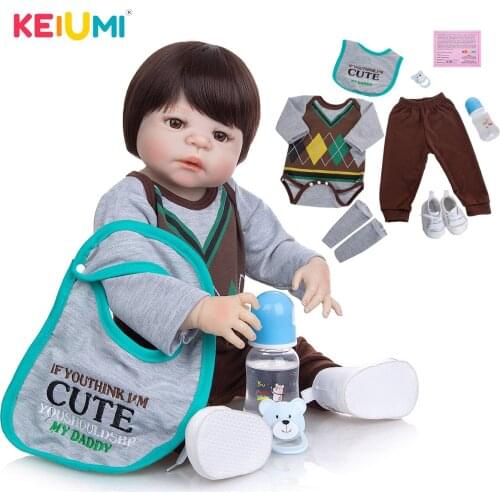 KEIUMI Boy Doll Baby Toys 23 Inch Realistic Silicone Baby Doll Reborn Full Body Vinyl Kids Playmate 58 cm Kids Birthday Gifts