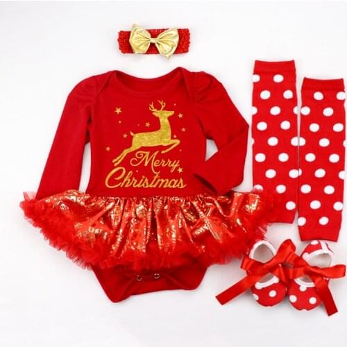 Baby Girl Clothes Newborn Baby Romper My First Christmas Long Sleeve Elk Rompers Dress Bebes Xmas Party Cosplay Gifts 3 6 12 24M